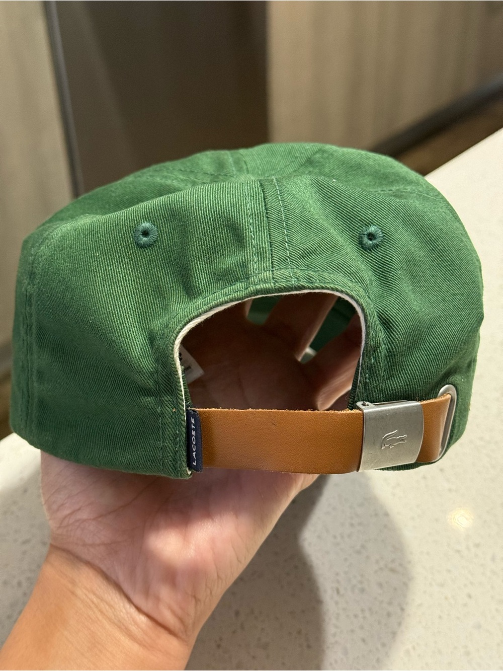Lacoste Green Logo Baseball Cap leather strap - Picture 2 of 3